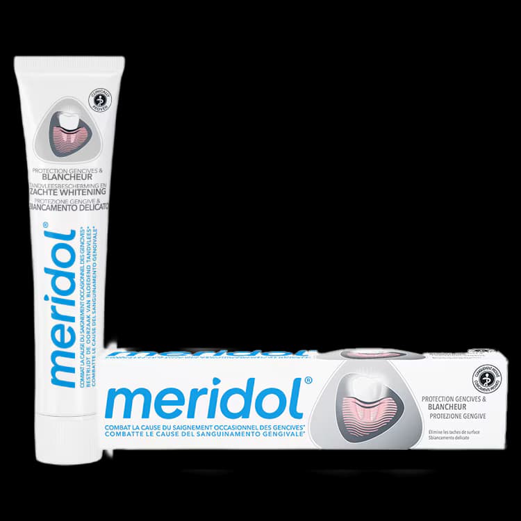 meridol Protection Gencives & Blancheur, visuel relevé sur la page fabricant