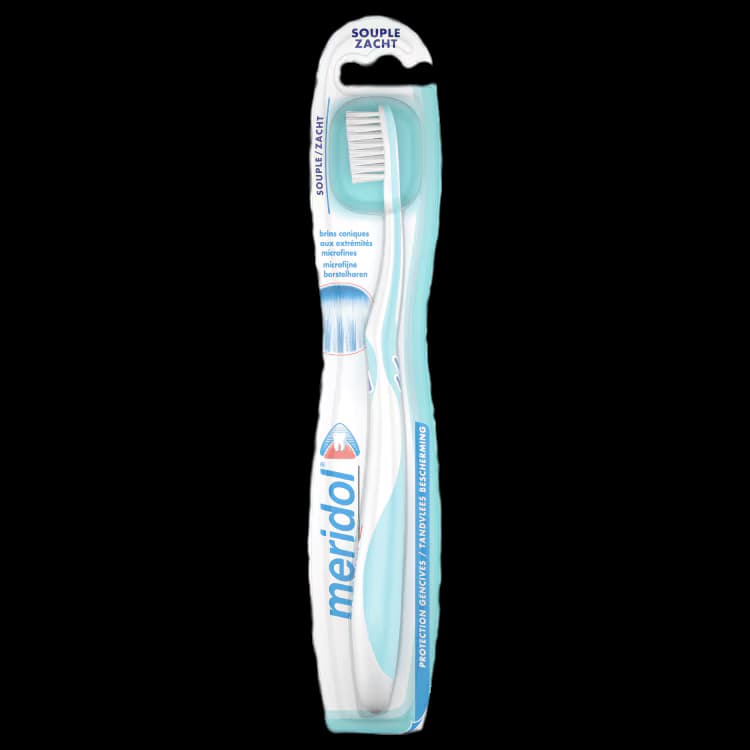meridol Protection Gencives — brosse souple, visuel relevé sur la page fabricant