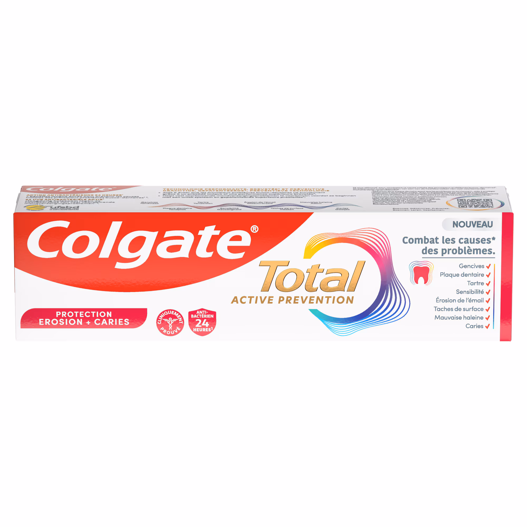 Colgate Total Active Prevention Caries + Érosion, visuel relevé sur la page fabricant