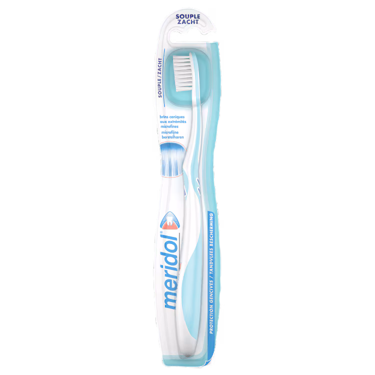 meridol Protection Gencives — brosse souple, visuel relevé sur la page fabricant