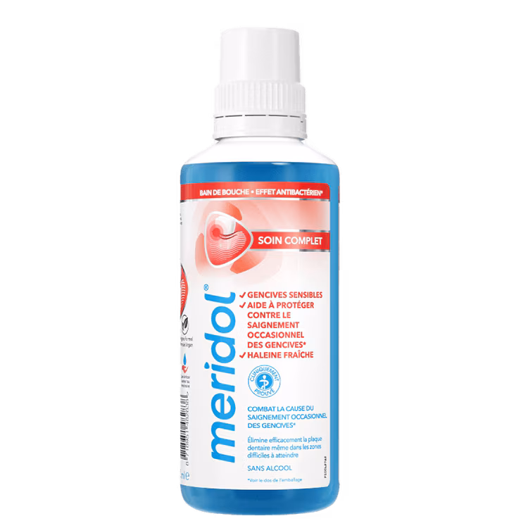 meridol Soin Complet — bain de bouche, visuel relevé sur la page fabricant
